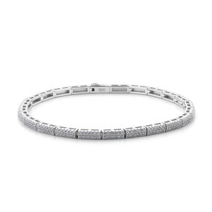Silver Plated Moissanite Tennis Bracelet Pear Cut Channel Setting Geometric Design Trendy Unisex Everyday Wear GRA Certified - Product Image 3