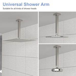 Braccio doccia da soffitto da 8 pollici in nichel spazzolato con flangia per rubinetti da bagno e doccia - Product Image 5