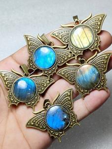 Pendentif Cabochon en Mélange de Pierres Précieuses Naturelles, Plaqué Argent 925, Bijoux Faits Main, Fournisseur en Gros de Pendentifs en Pierre - Product Image 3