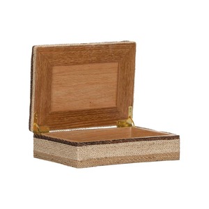 Boîte à bijoux rectangulaire en bois avec couvercle, design classique, conteneur de rangement à charnière à 1 niveau - Product Image 1