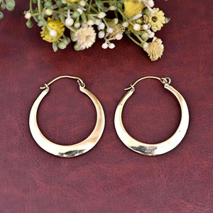 Handmade Gold Hammered Crescent <b>Hoop</b> <b>Earrings</b> Thick <b>Solid</b> Minimalist Boho Statement Jewelry Wholesale by Hari Om Creations - Product Image 4