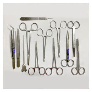 Instrumental Quirúrgico Menor, 13 Piezas, Acero Inoxidable, Tijeras, Pinzas, Portaagujas, Set de Práctica de Sutura para Estudiantes de Medicina y Veterinaria - Product Image 1