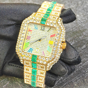 Reloj de Pulsera Cuadrado de Cuarzo con Números Romanos Coloridos de Moda para Hombre, Azul Hielo, Gran Venta 2026, Regalo para Hombre - Product Image 4