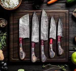 Premium OEM ODM Damascus Steel Kitchen <b>Knife</b> <b>Set</b> 5PCS Professional Chef <b>Knives</b> Hand Forged Razor <b>Sharp</b> Wholesale Manufacturer - Product Image 1