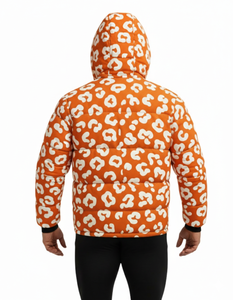 Chaqueta Acolchada con Capucha y Estampado de Leopardo Naranja Personalizada, Abrigo de Invierno Cálido, Moda Urbana, Proveedor Mayorista, OEM, ODM - Product Image 6