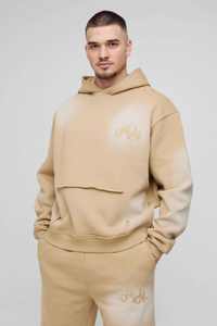 Trendy Wholesale Custom Logo Tall Oversized Distressed Tracksuit For Men Official Applique <b>Spray</b> Wash Hooded Hoodie & Jogger Set - Product Image 5