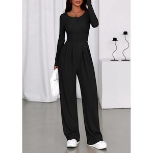 PRETTYGARDEN Mono de Mujer para Otoño 2025, Elegante y Casual, de Una Pieza, Manga Larga, Pantalones Anchos, Ropa de Moda, ODM - Product Image 3