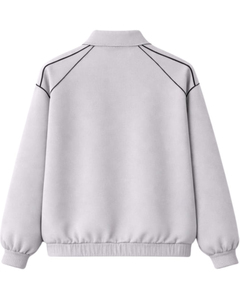 Chaqueta Deportiva Unisex Gris Claro de Manga Larga con Cierre, Cuello Alto, Color Sólido, Casual, Transpirable, Corte Regular, con Bolsillos Laterales - Product Image 2