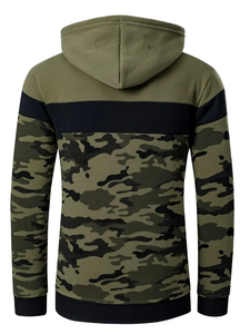 Men's Camouflage Color Block Pullover Hoodie Olive Green Black <b>Woodland</b> Camo Fleece Sweatshirt Streetwear Casual Fashion Hoodie - Product Image 2