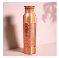 Bouteille d'eau en cuivre pur écologique, design martelé anti-fuite, naturelle ayurvédique, très vendue, 350ml-1000ml, classique
