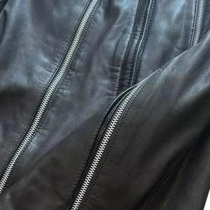 Men's <b>Black</b> PU Leather Moto <b>Jacket</b> Stand Collar Zipper Closure Solid Color Biker Style Casual Outerwear - Product Image 4