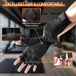Guantes de Gimnasio para Levantamiento de Pesas, Ejercicio, Ciclismo, Entrenamiento y Fitness, Sin Dedos con Agarre Acolchado, Protección Completa de la Palma - Product Image 4