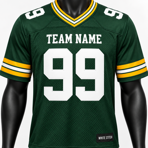 Custom American <b>Football</b> Jersey Men's Plus Size Green Mesh V-Neck Adjustable Strap Short Sleeve Team Name 99 Number <b>Print</b> - Product Image 3