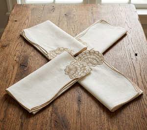 Servilletas de Lino Beige Bordadas Personalizadas al por Mayor, Lavables a Máquina, Duraderas, Decoración para el Hogar, Tamaños Completos - Product Image 1