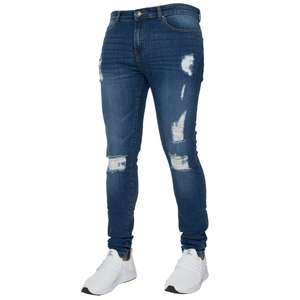 Últimos Jeans Skinny para Hombre, Jeans Super Skinny para Hombre, Pantalones de Mezclilla Elásticos Sin Rasgaduras, Jeans de Mezclilla Personalizados para Hombre, Pantalones Slim Straight - Product Image 3