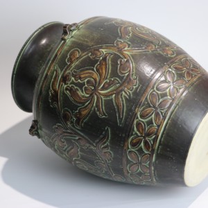 High Quality Traditional <b>Ceramic</b> Floor <b>Vases</b> Imitative-antique <b>Ceramic</b> <b>Vase</b> with Brown Chrysanthemum Patterns Blue Glaze - Product Image 3