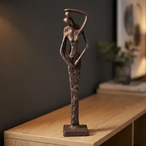 Sculpture abstraite artisanale de couple, figurine homme-femme enlacés, statue d'amour moderne en métal, décoration romantique pour amoureux, décoration de table - Product Image 5