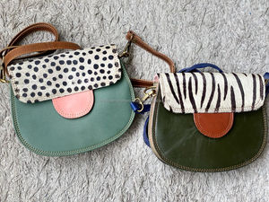 Cheveux faits à la main sur imprimé animal en cuir recyclé sac à bandoulière à rabat pour les femmes Western coloré cuir grande capacité sacs à main - Product Image 4