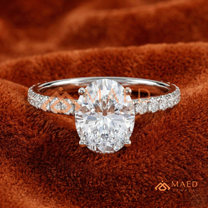 925 Sterling <b>Silver</b> Oval Cut Moissanite/Diamond Engagement <b>Ring</b> for Women, Pave Diamond Band <b>Solitaire</b> <b>Ring</b> - Product Image 1