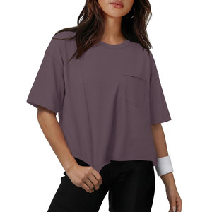 Camiseta Corta de Poliéster y Algodón con Logotipo Personalizado, Corte Holgado, para Hombre y Mujer, Cuello Redondo, Color Sólido, con Patrón Bordado o Estampado - Product Image 1