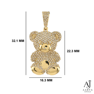 Colgante de oso de peluche con moissanita en engaste de bisel, de plata 925 bañada en rodio, con circonita redonda brillante, joya de diseño personalizado, regalo de dibujos animados - Product Image 5
