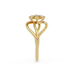 เครื่องประดับแฟชั่นชั้นดี ทองคำแท้ 14K เพชรทรงกลมเจียระไนแบบบริลเลียนท์ เพชรเลี้ยงในห้องปฏิบัติการ แหวนลายคลื่นสองแถวแบบไขว้ สำหรับเป็นของขวัญสำหรับผู้หญิง - Product Image 4