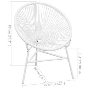 Chaise de jardin en rotin PE blanc de résistance moyenne avec structure en acier thermolaqué, mobilier d'extérieur durable - Product Image 5