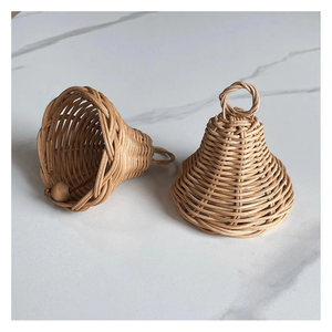 Handmade Vintage Rattan <b>Bell</b> Christmas Tree Ornament Natural Holiday Decor - Product Image 3