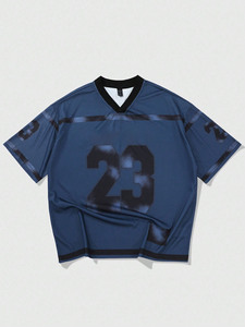 Maillot de football américain en gros, col en V oversize, manches courtes, unisexe, personnalisable, pour équipe, fournisseur OEM - Product Image 5