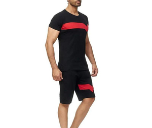 Conjunto de 2 Piezas para Hombre, Camiseta y Pantalones Cortos de Punto Vintage de Poliéster/Algodón, Estilo Urbano de Alta Calidad, con Logotipo Personalizado - Product Image 4
