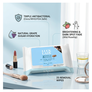 Lingettes humides Luck Lady, 25 unités, pour le soin de la peau et le démaquillage, lingettes cosmétiques en tissu rayonne de qualité supérieure, eau pure RO EDI UV, vente en gros - Product Image 5