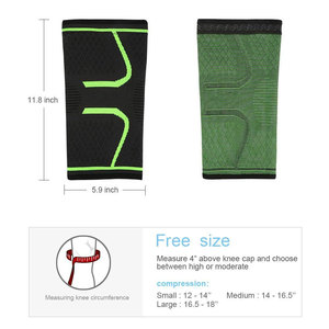 Genouillère noire avec surpiqûres vertes, soutien élastique de compression pour hommes, entraînement en salle de sport - Product Image 4