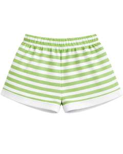 Ensemble décontracté d'été deux pièces pour femme : crop top rayé vert et short, taille élastique, tenue de détente, streetwear, OEM - Product Image 6