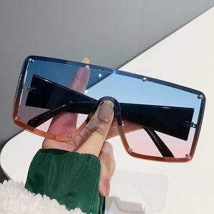 <b>Large</b> <b>Frame</b> Metal UV400 Sunglasses Blue Purple Fashion Unisex Luxury PC Lenses - Product Image 6