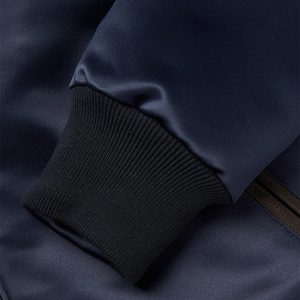 Blouson Bomber en Satin Bleu Marine Tendance pour Homme avec Fermeture Éclair, Col Montant, en Polyester, Vêtement Décontracté d'Automne, Blouson en Satin pour Garçons - Product Image 5