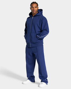 Pantalon de jogging large et droit personnalisé pour hommes avec passepoil, en mélange de coton respirant – Vente en gros de pantalons et de survêtements pour hommes - Product Image 3