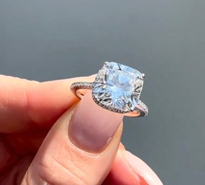 3CT Cushion cut moissanite Solitaire Hidden Halo <b>Ring</b> For Women's original <b>925</b> <b>Silver</b> Engagement Wedding Party Gift For Lovers - Product Image 2