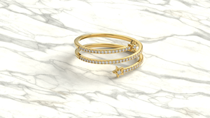 Anillo de Lujo de Oro de 18K con Diamantes en Espiral, Banda Doble Enrollada, Diseño Celestial Pavé, Corte Brillante Redondo, Joyería para Mujer - Product Image 3
