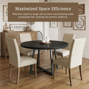 Modern Round Dining <b>Table</b> with Solid <b>Wood</b> <b>Top</b> and Metal Legs, Stylish Dining Room Furniture for Home, Apartment and Office - Product Image 6