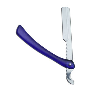 Rasoir droit bleu UBI Barber en acier à haute teneur en carbone, lames à simple tranchant avec manche en plastique pour salon et usage domestique - Product Image 1