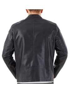 Custom Logo Leather Winter <b>Jacket</b> Men <b>Slim</b> <b>Fit</b> Stand Collar High Quality Premium Real Leather Street wear Biker Style <b>Jacket</b> - Product Image 5