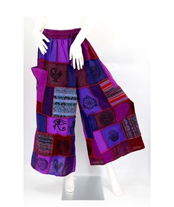 Overol de Rayón Hecho a Mano con Parches, Estilo Hippie Bohemio Colorido, Ecológico, de Cintura Alta para Verano - Product Image 1
