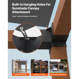 Kit Staffe per Pergola 4x4 Pollici, 4 Pezzi, Connettori Angolari a 3 Vie Resistenti per Lavori in Legno Fai-da-te, Base per Palo, Supporti per Mensole - Product Image 2