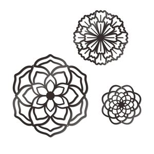 Metal Flowers Wall Decor <b>Black</b> Wall Decor Metal Flower Art Farmhouse Wall Decor Multiple Flowers Hanging Decor for <b>Bathroom</b> Livi - Product Image 1