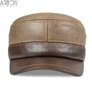 2026 Good Supplier New Arrival Trendy Fully Customized Made Adult Outdoor Wear Premium Quality Two-Tone Genuine Leather Caps - Product Image 2