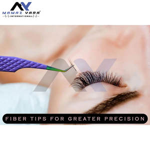 Collection de pinces à cils classiques en gros, marque privée, pinces à cils en acier inoxydable à pointe en fibre, lot de 4 pièces - Product Image 3