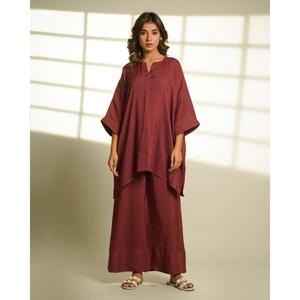 Handmade Women's Bohemian 2 Piece Set Linen Cotton Solid Color Long Sleeve V Neck Loose Fit Full Length <b>Pants</b> Outfit Spring - Product Image 5