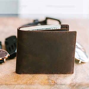 Portefeuille pliable en cuir PU pour homme, blocage RFID, minimaliste, court, pour usage quotidien, porte-cartes, bleu foncé, bord cousu, doublure en cuir véritable - Product Image 2