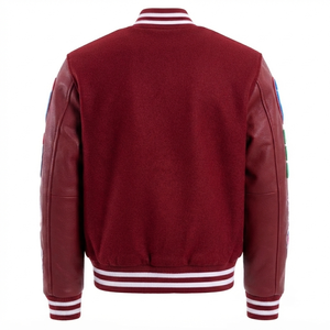 Manufacturer Red Varsity Jacket Custom Letterman <b>Baseball</b> Bomber Women's Streetwear Vintage Embroidered Patch Mesh Front 3D - Product Image 2