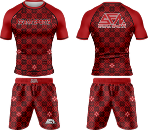 Ensemble short et rashguard homme personnalisé imprimé par sublimation, séchage rapide, respirant, matière compressive, écologique, haute qualité - Product Image 1